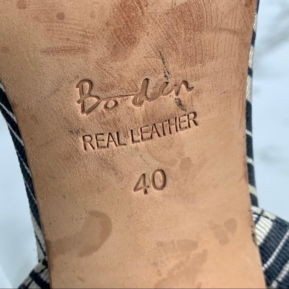 Boden Kristen Blue White Stripe Ankle Strap Heels - Picture 7 of 8